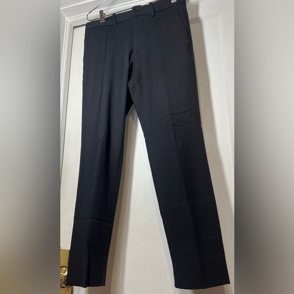 Twill straight-leg pants